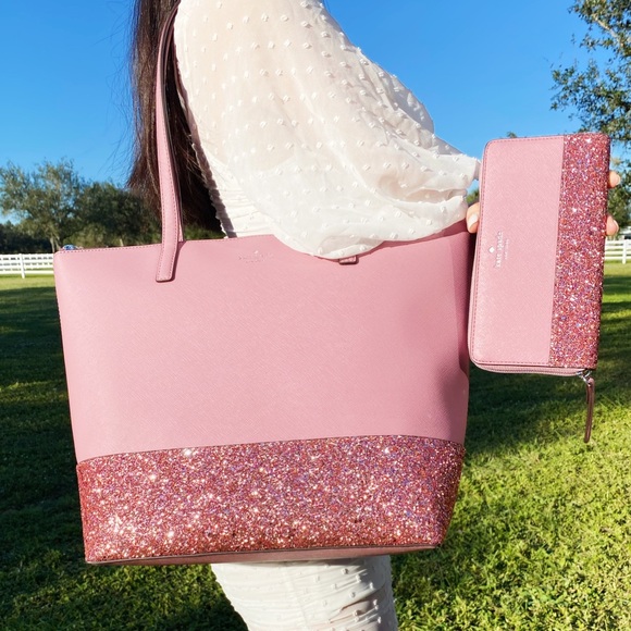 ✨NWT Kate Spade Tote & Wallet SET Glitter - Picture 2 of 14